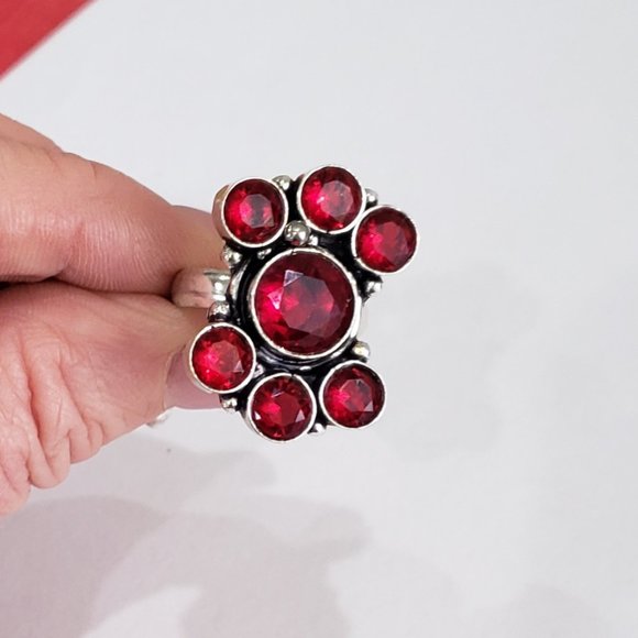 Hand Crafted Jewelry - Garnet ring, 925 silver mozambique garnet gemstone ring